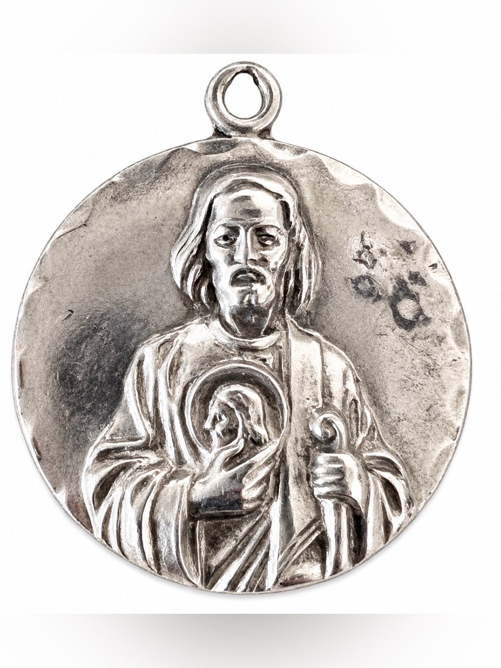 Sterling Silver 925 Vintage Saint Jude Religious Pendant Charm